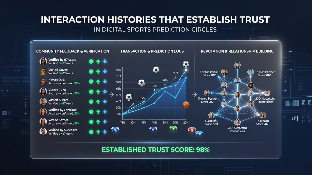 Users engaging in sports prediction discussions across digital platforms showing profile histories and interaction timelines