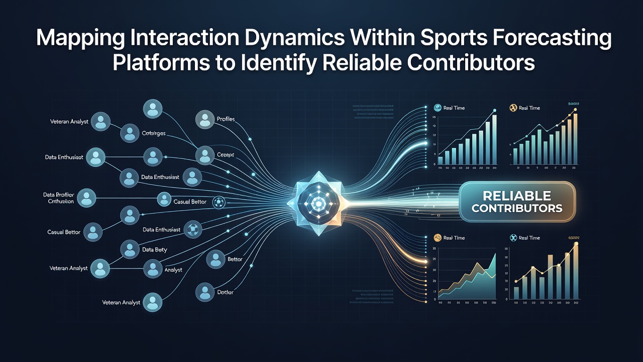 Network graph visualization showing user interactions and connections on a sports forecasting platform