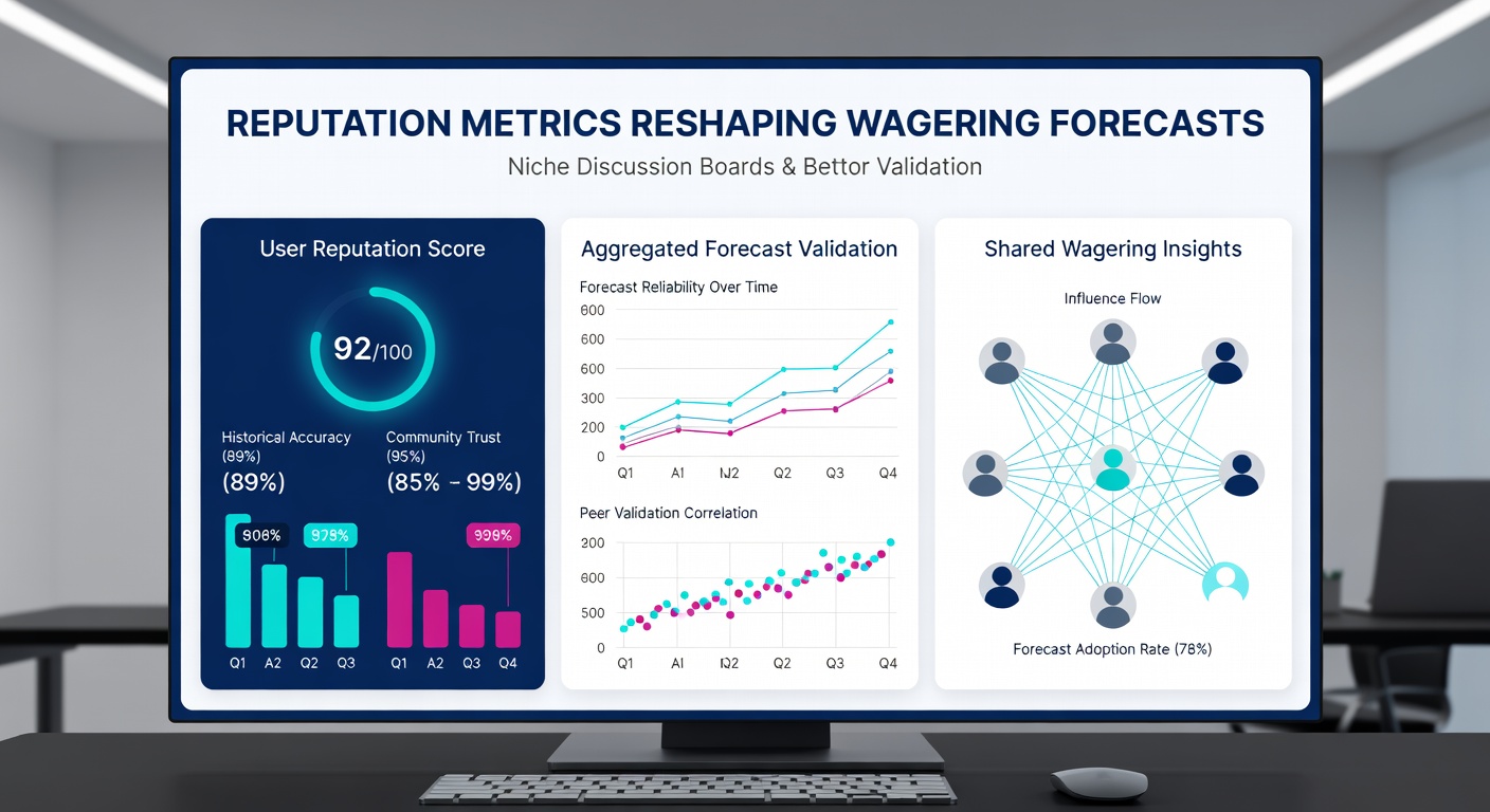 Bettors reviewing reputation scores and tipster records on a niche discussion board interface