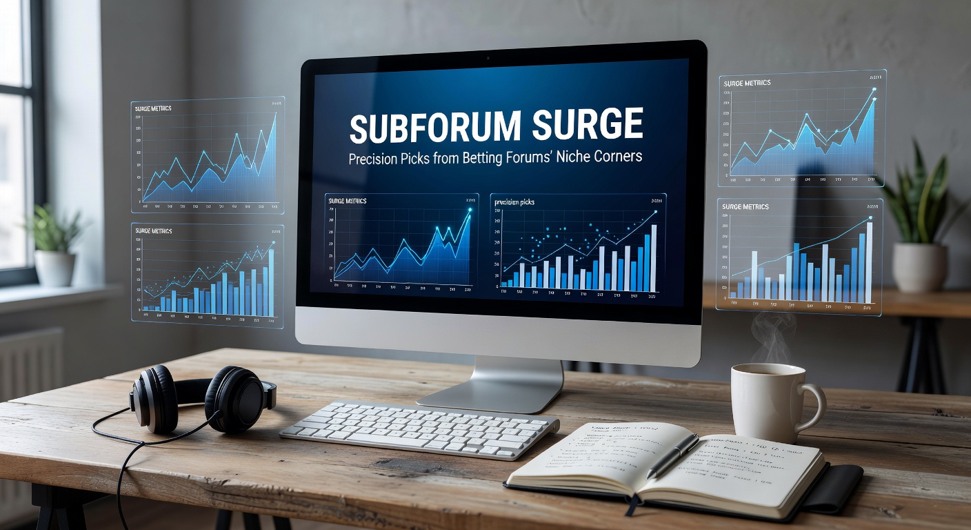 Close-up of a laptop screen showing active subforum threads with heated discussions on niche betting picks, charts, and user stats